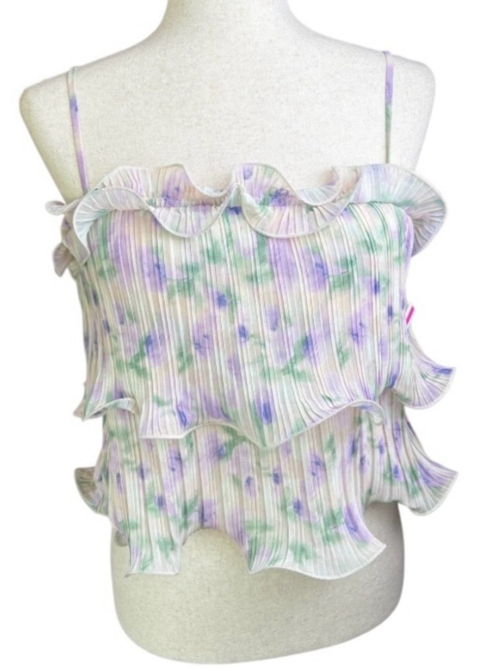 New Lush Lilac Floral Ruffle Camisole Top Size Large